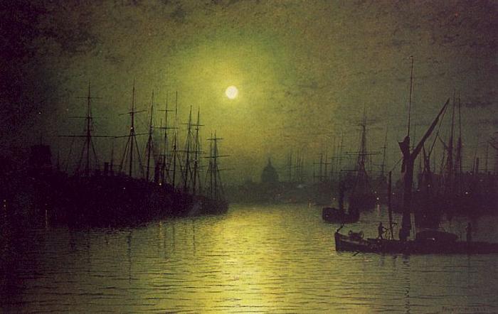 Atkinson Grimshaw Nightfall Down the Thames oil painting image